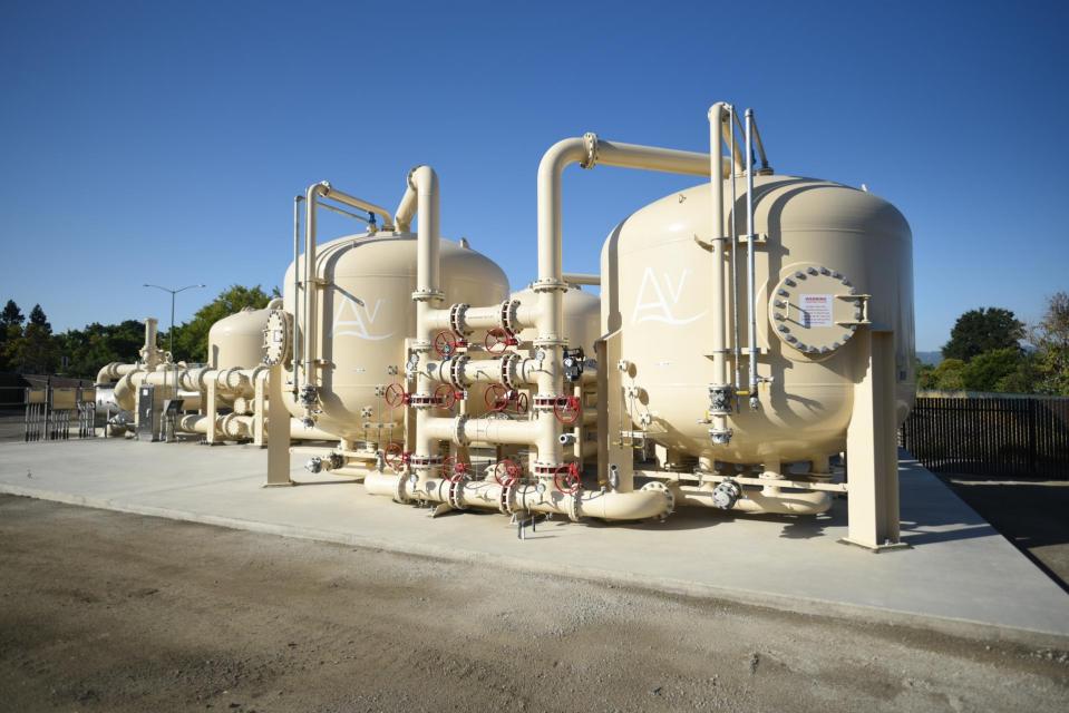 Image of newly installed Ion Exchange Vessels for PFAS Treatment at the Stoneridge Well