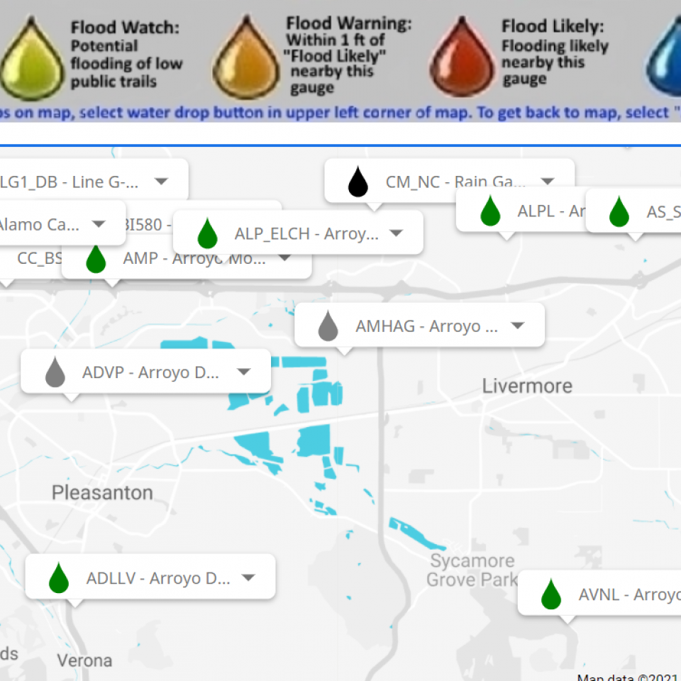 Screenshot of Stream Flow Data from Hydrosphere web application