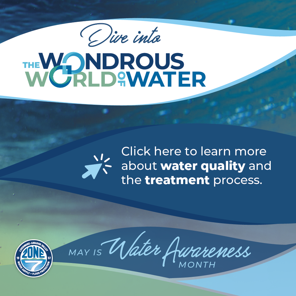 Water Awareness Month background with text that reads click here to learn about water quality